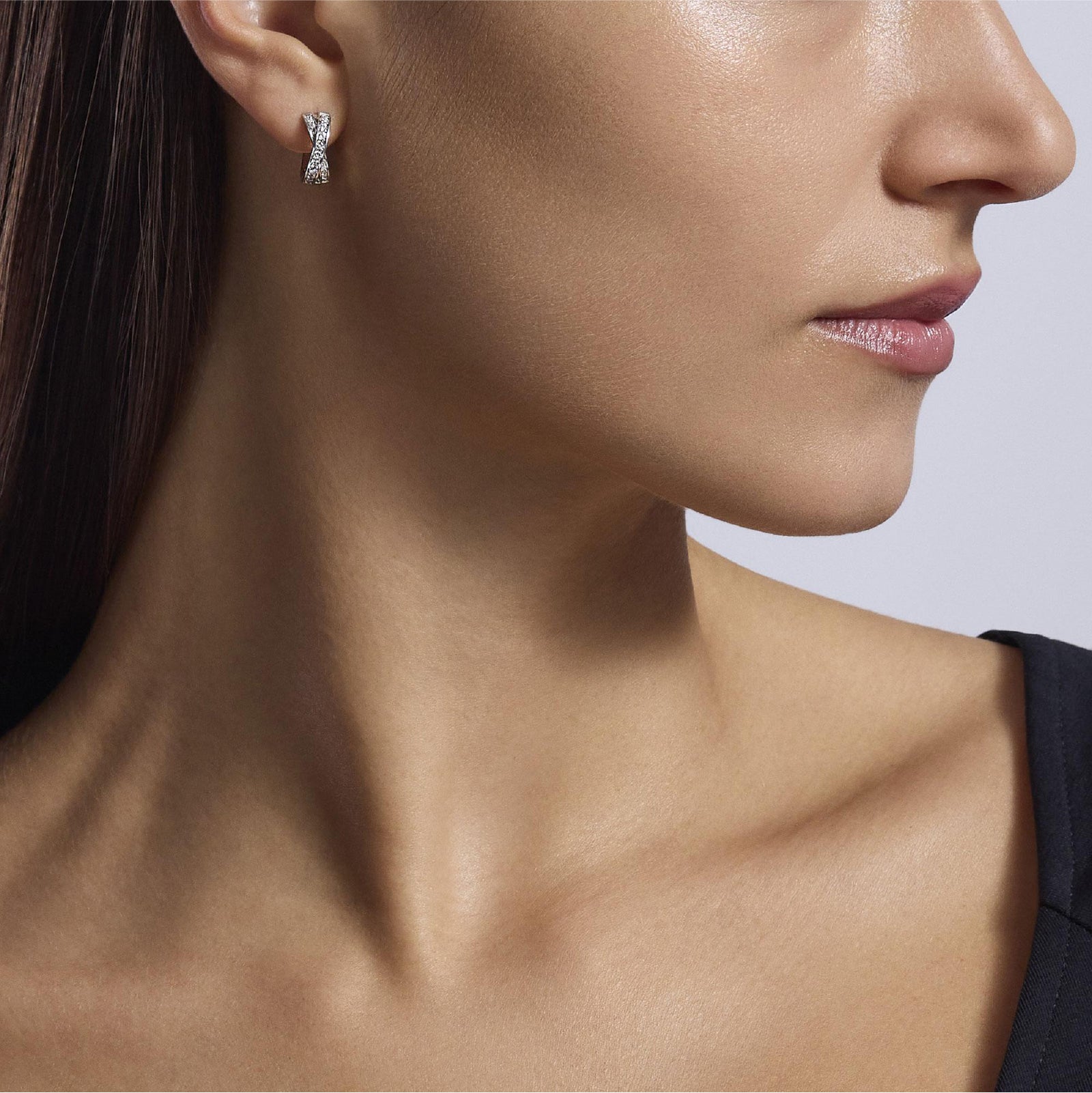 Orecchini a cerchio donna Mabina in argento con zirconi MISURA UNICA