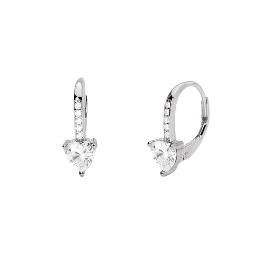 Orecchini a monachella Mabina in argento con zircone a cuore MISURA UNICA