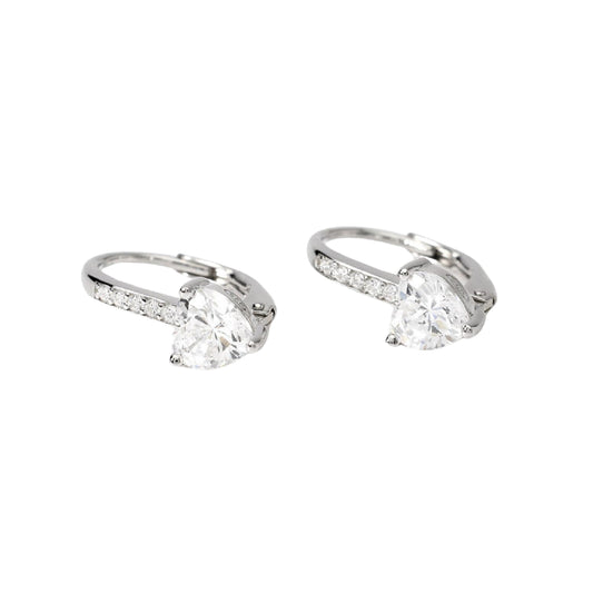 Orecchini a monachella Mabina in argento con zircone a cuore MISURA UNICA