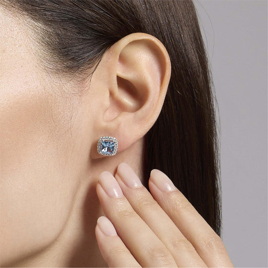 Orecchini Cool or Rétro? Mabina Gioielli con zircone azzurro MISURA UNICA