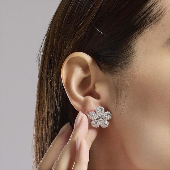Orecchini da donna Mabina Gioielli in argento e fiore di zirconi MISURA UNICA