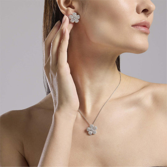 Orecchini da donna Mabina Gioielli in argento e fiore di zirconi MISURA UNICA
