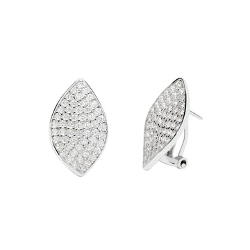 Orecchini a lobo Mabina in argento foglie con pavé di zirconi MISURA UNICA
