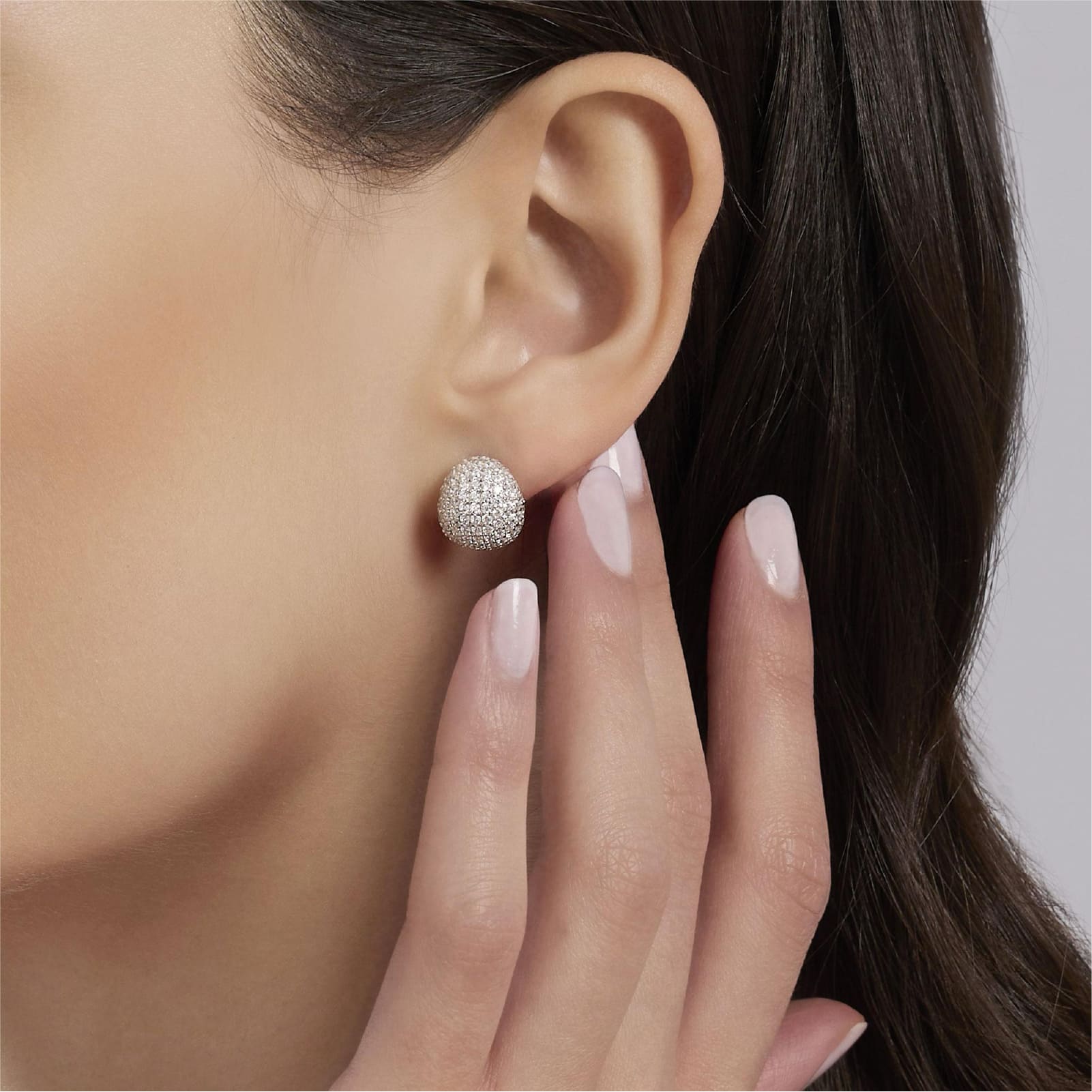 Orecchini a lobo Mabina Marina in argento rodiato con zirconi MISURA UNICA