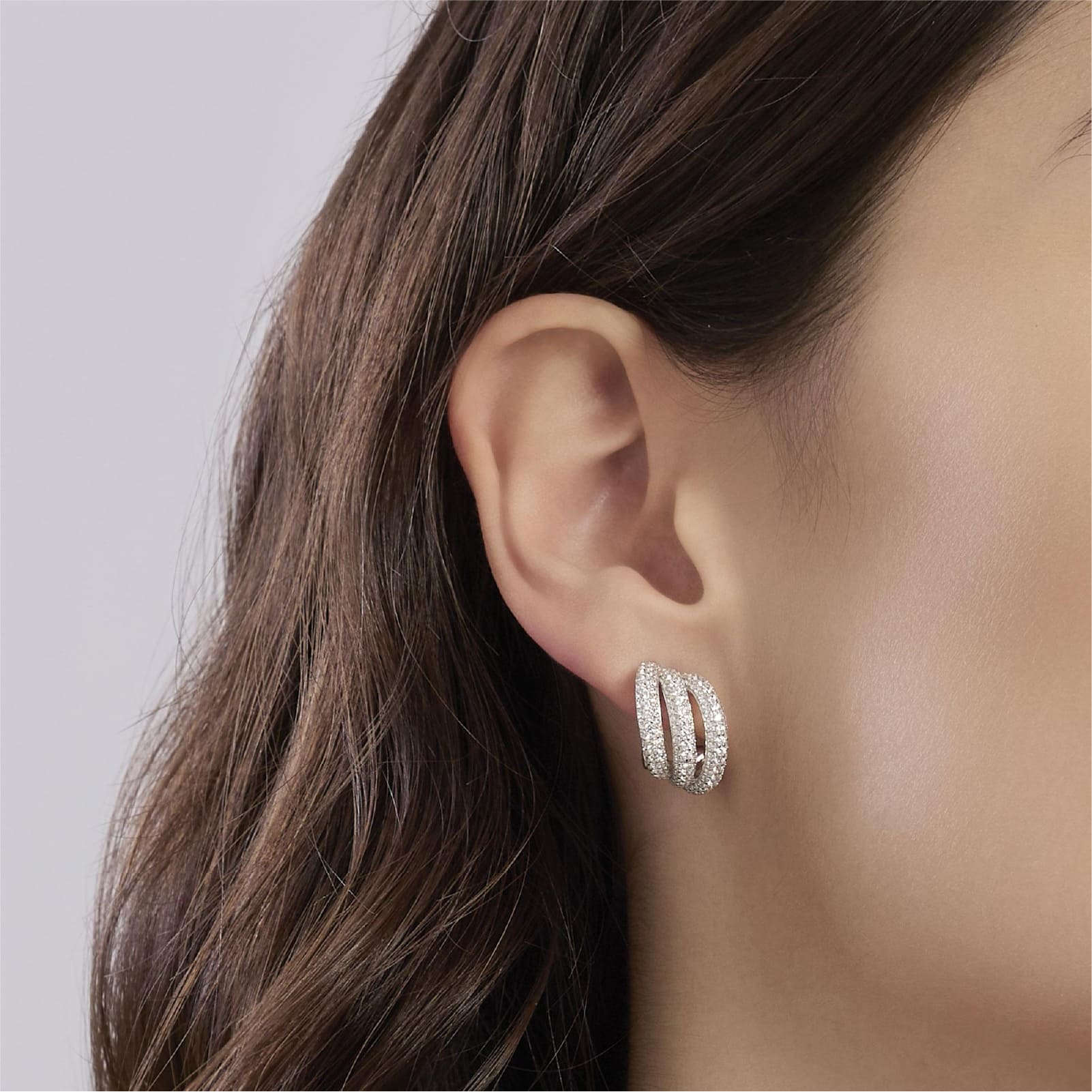 Orecchini lobo Mabina forma di goccia in argento con zirconi MISURA UNICA