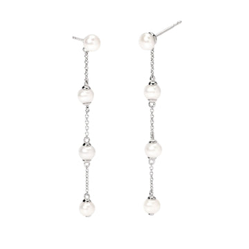 Orecchini pendenti Mabina in argento rodiato con perle MISURA UNICA
