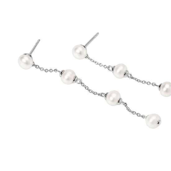 Orecchini pendenti Mabina in argento rodiato con perle MISURA UNICA