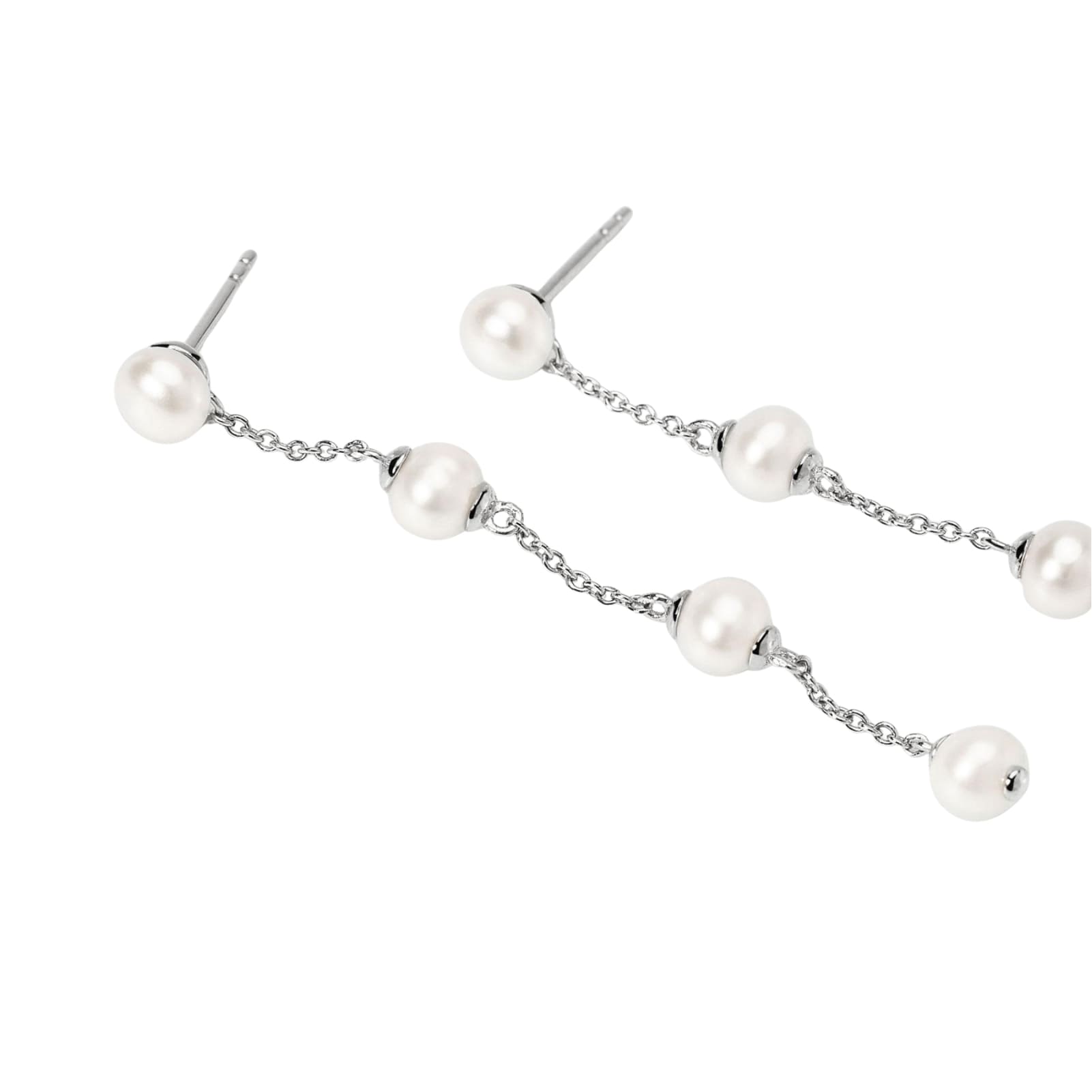 Orecchini pendenti Mabina in argento rodiato con perle MISURA UNICA