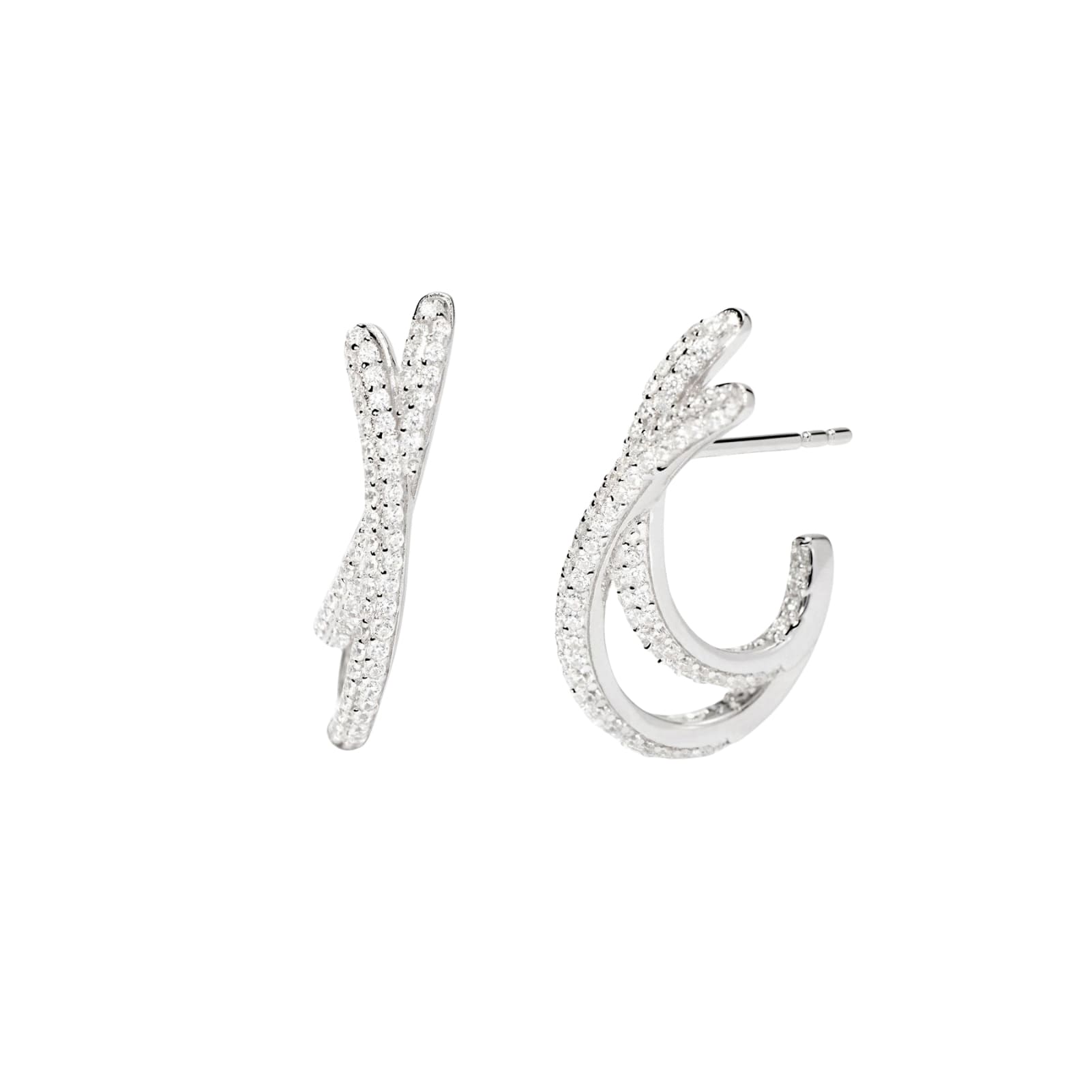 Orecchini a cerchio Mabina in argento rodiato con zirconi MISURA UNICA