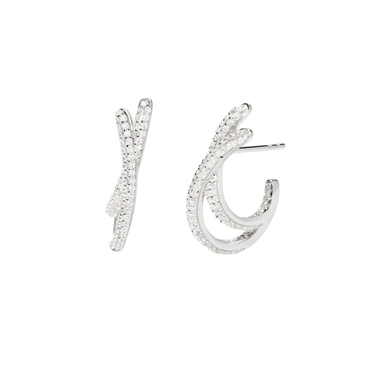 Orecchini a cerchio Mabina in argento rodiato con zirconi MISURA UNICA