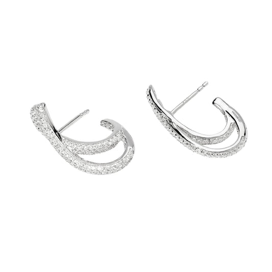 Orecchini a cerchio Mabina in argento rodiato con zirconi MISURA UNICA