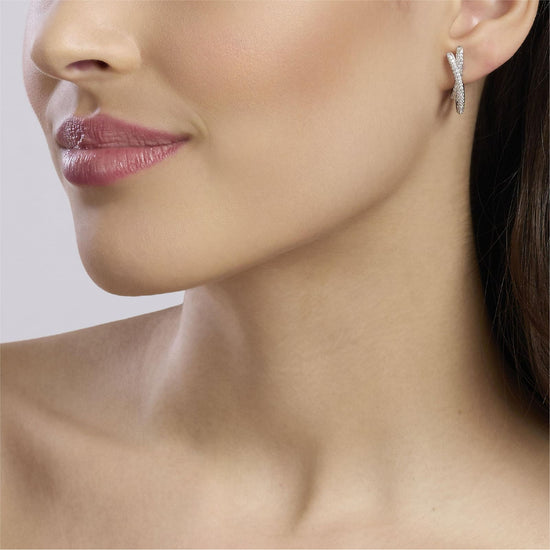 Orecchini a cerchio Mabina in argento rodiato con zirconi MISURA UNICA