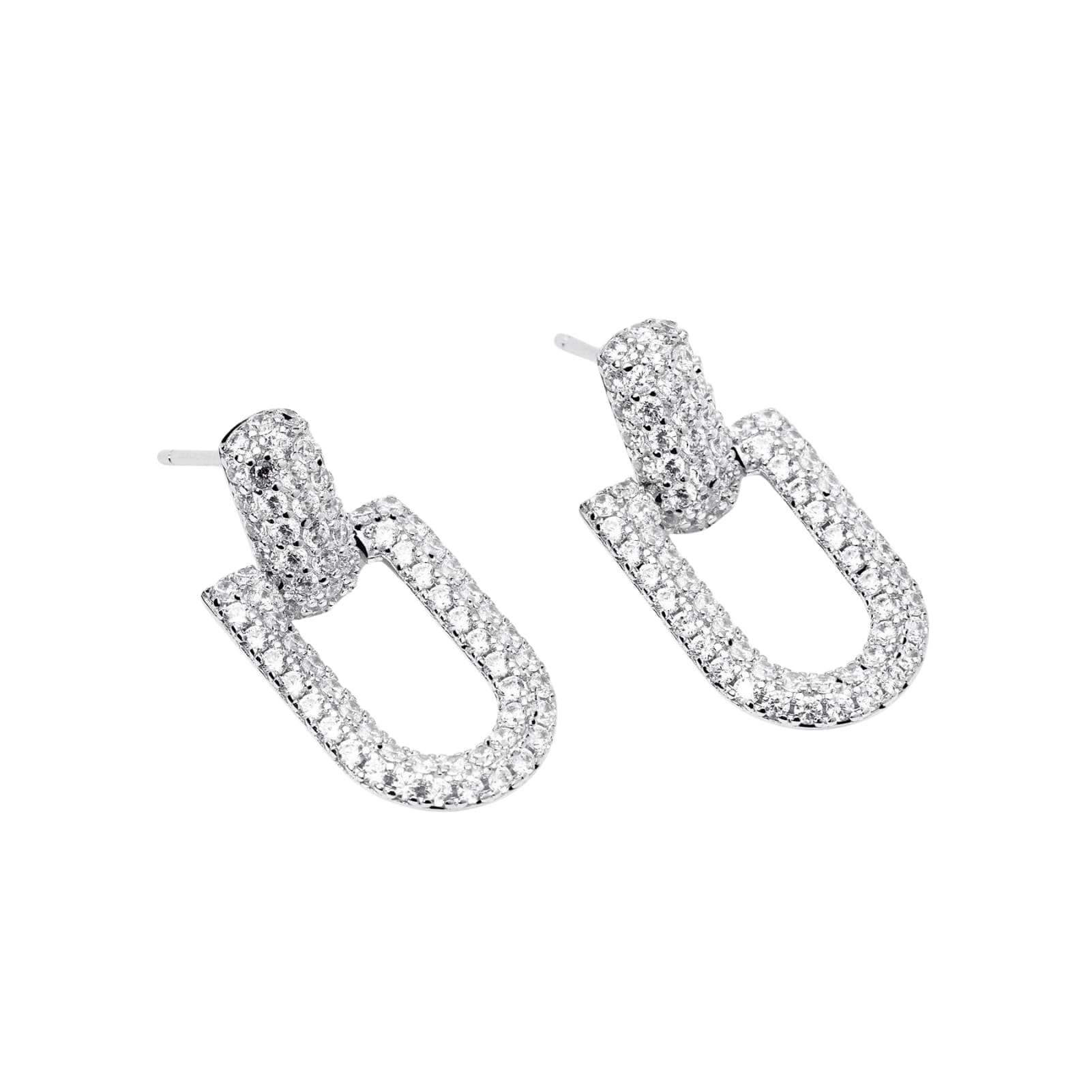 Orecchini pendenti Mabina Roma in argento rodiato con zirconi MISURA UNICA