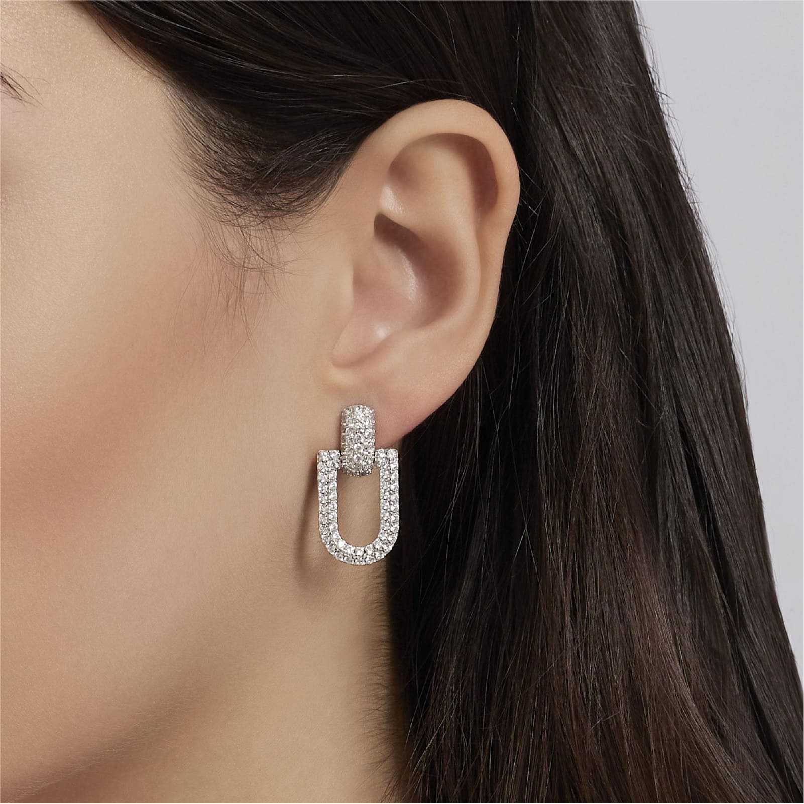 Orecchini pendenti Mabina Roma in argento rodiato con zirconi MISURA UNICA