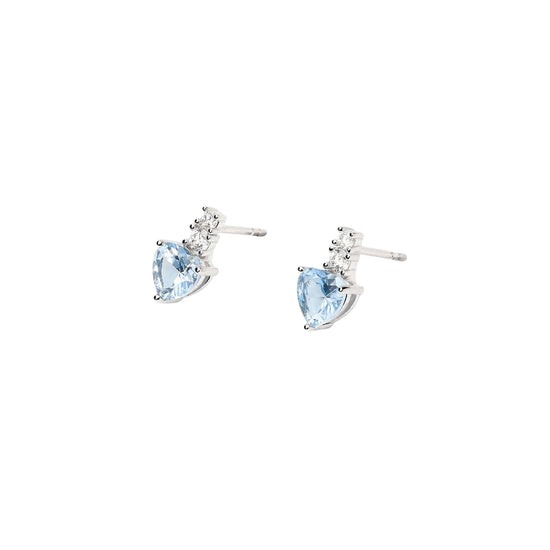 Orecchini a lobo Mabina in argento a forma di cuore azzurri MISURA UNICA