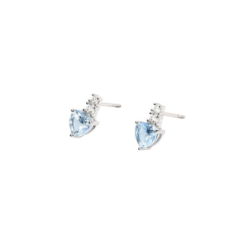 Orecchini a lobo Mabina in argento a forma di cuore azzurri MISURA UNICA