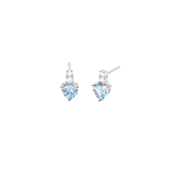 Orecchini a lobo Mabina in argento a forma di cuore azzurri MISURA UNICA