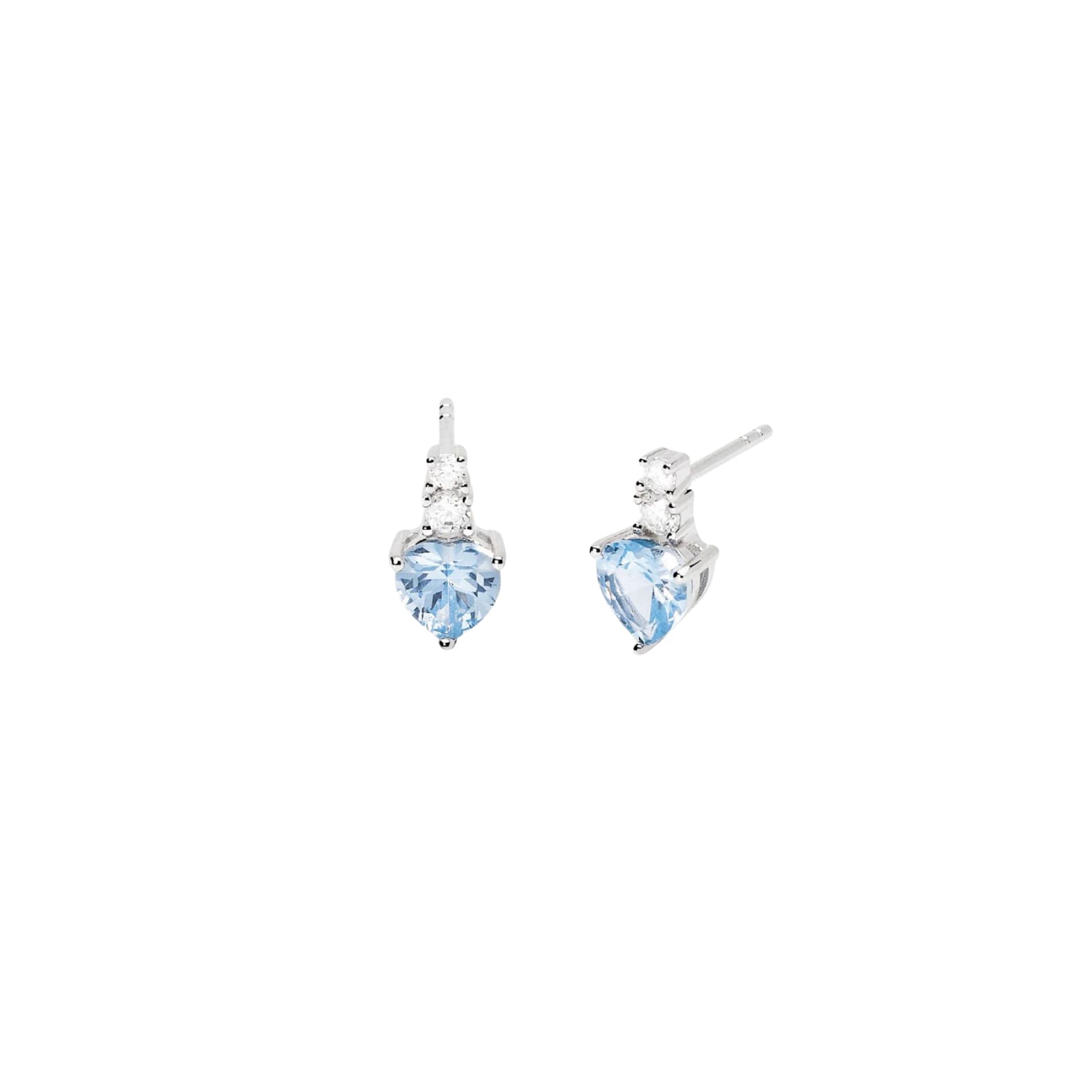 Orecchini a lobo Mabina in argento a forma di cuore azzurri MISURA UNICA