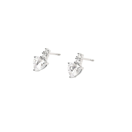 Orecchini a lobo Mabina in argento a forma di cuore bianchi MISURA UNICA