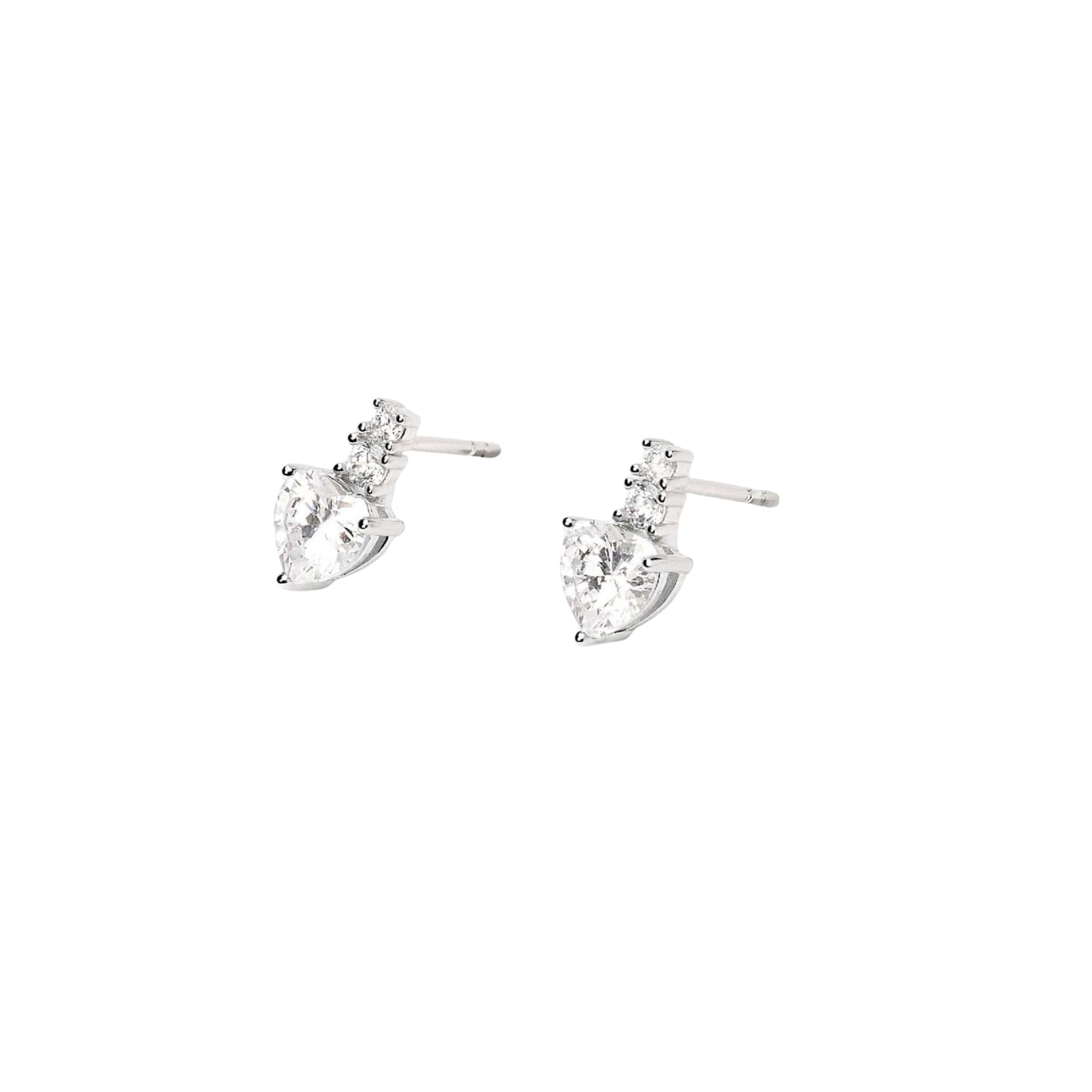 Orecchini a lobo Mabina in argento a forma di cuore bianchi MISURA UNICA