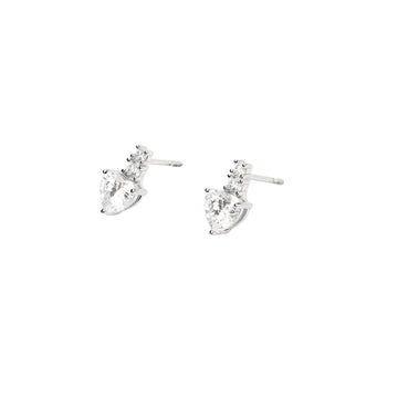 Orecchini a lobo Mabina in argento a forma di cuore bianchi MISURA UNICA