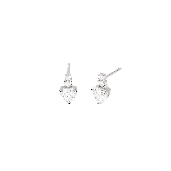 Orecchini a lobo Mabina in argento a forma di cuore bianchi MISURA UNICA