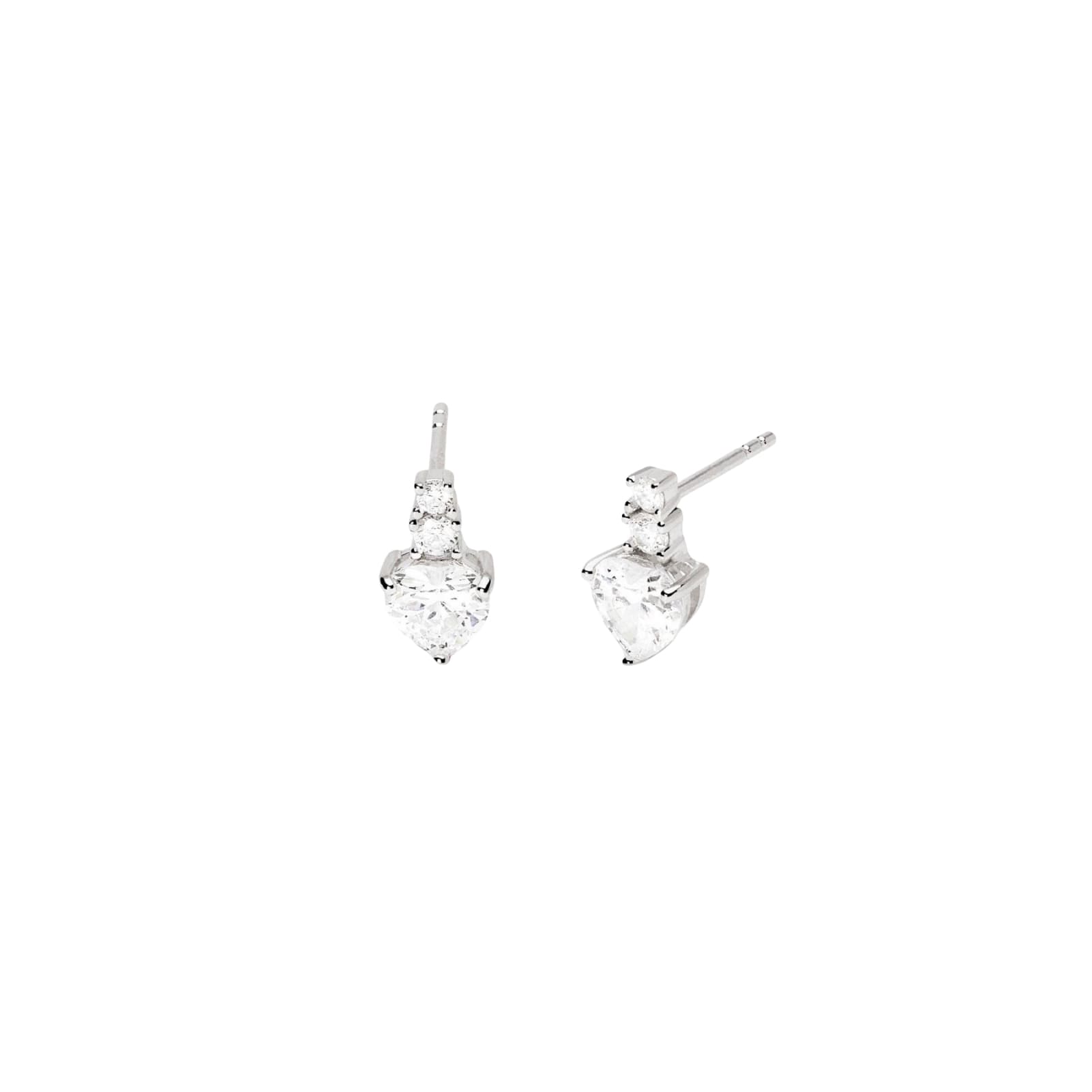Orecchini a lobo Mabina in argento a forma di cuore bianchi MISURA UNICA