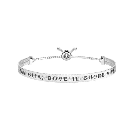 Bracciale snake Kidult in acciaio famiglia, dove il cuore vive REGOLABILE
