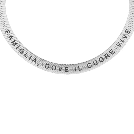 Bracciale snake Kidult in acciaio famiglia, dove il cuore vive REGOLABILE