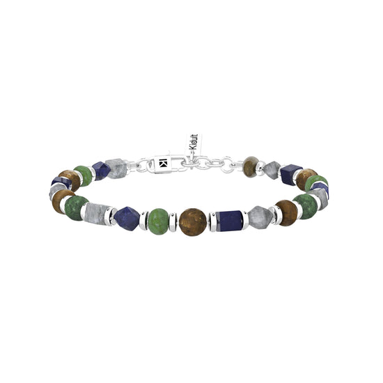 Bracciale da uomo Kidult in acciaio con pietre multicolor Regolabile 19-21 cm