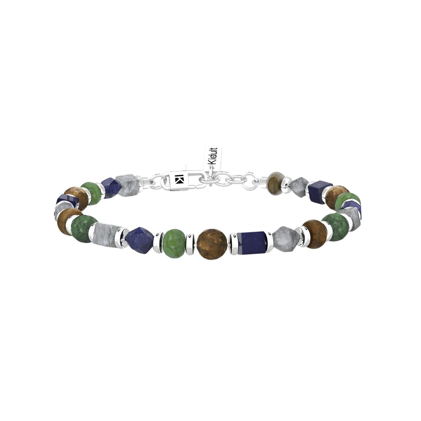 Bracciale da uomo Kidult in acciaio con pietre multicolor Regolabile 19-21 cm