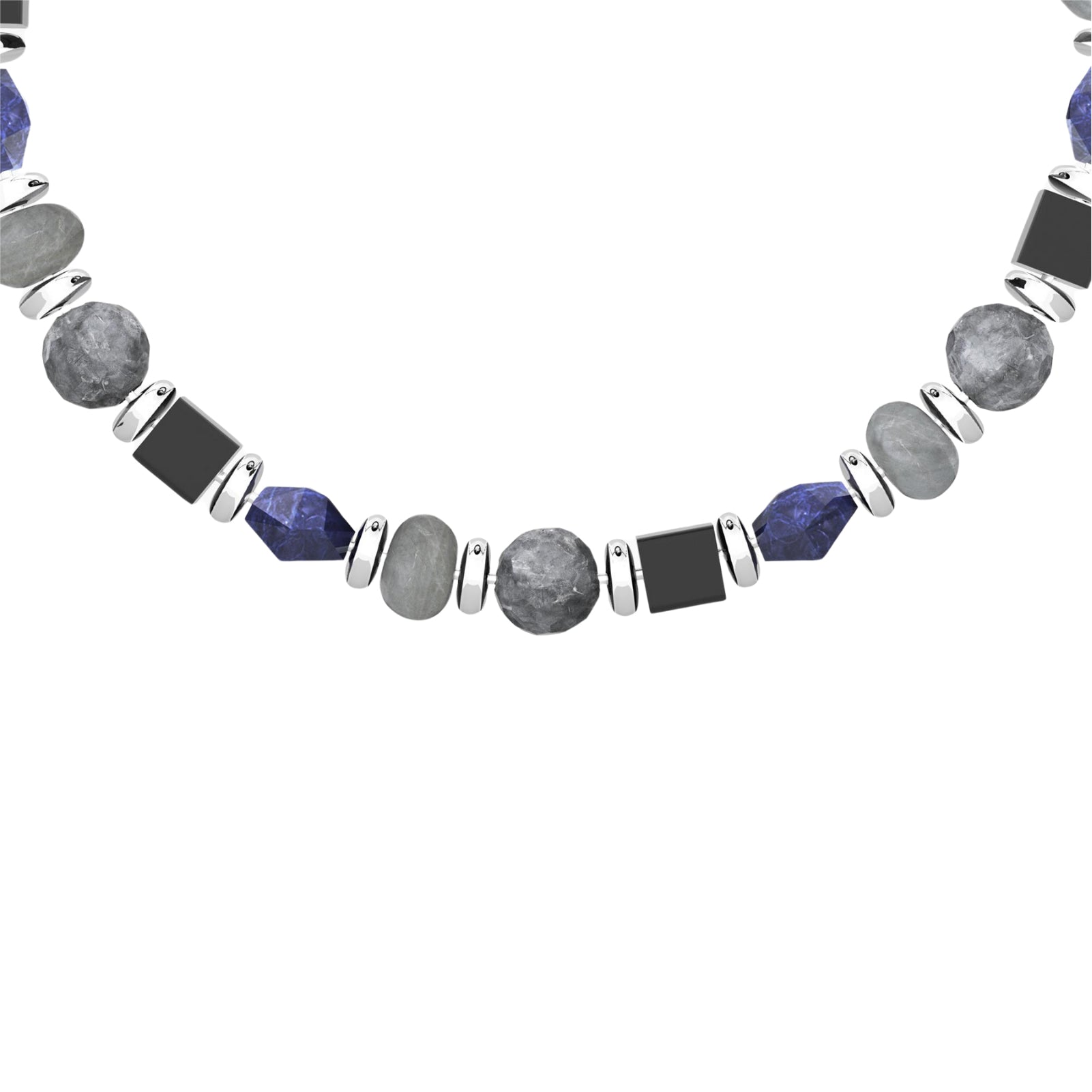 Bracciale da uomo Kidult in acciaio con pietre grigio e blu Regolabile 19-21 cm