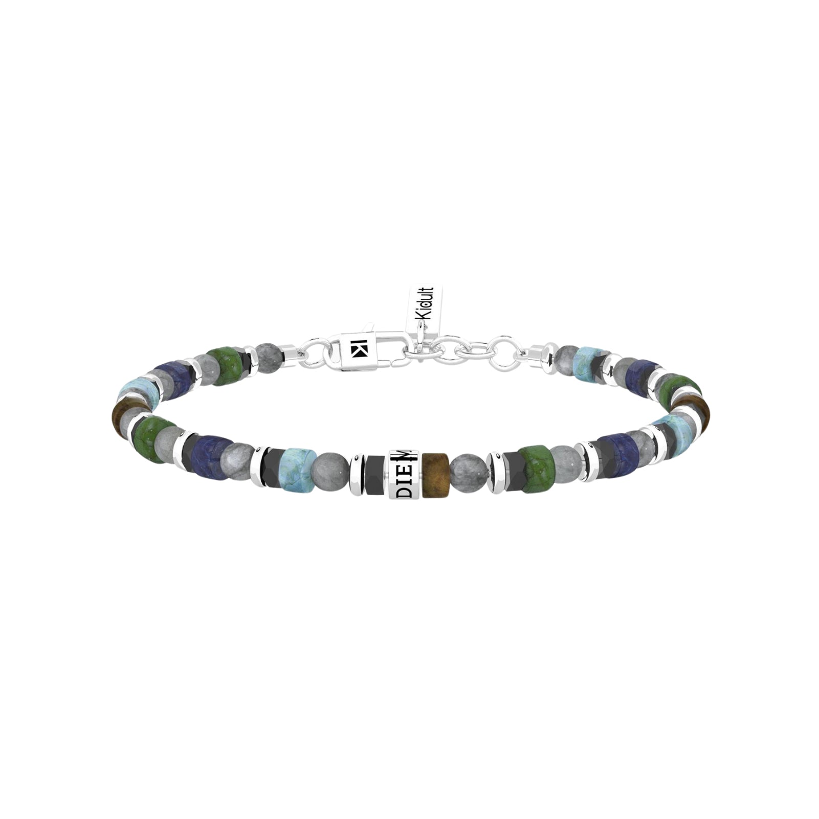 Bracciale da uomo Kidult in acciaio e pietre multicolor Regolabile 19-21 cm