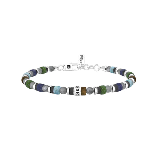 Bracciale da uomo Kidult in acciaio e pietre multicolor Regolabile 19-21 cm