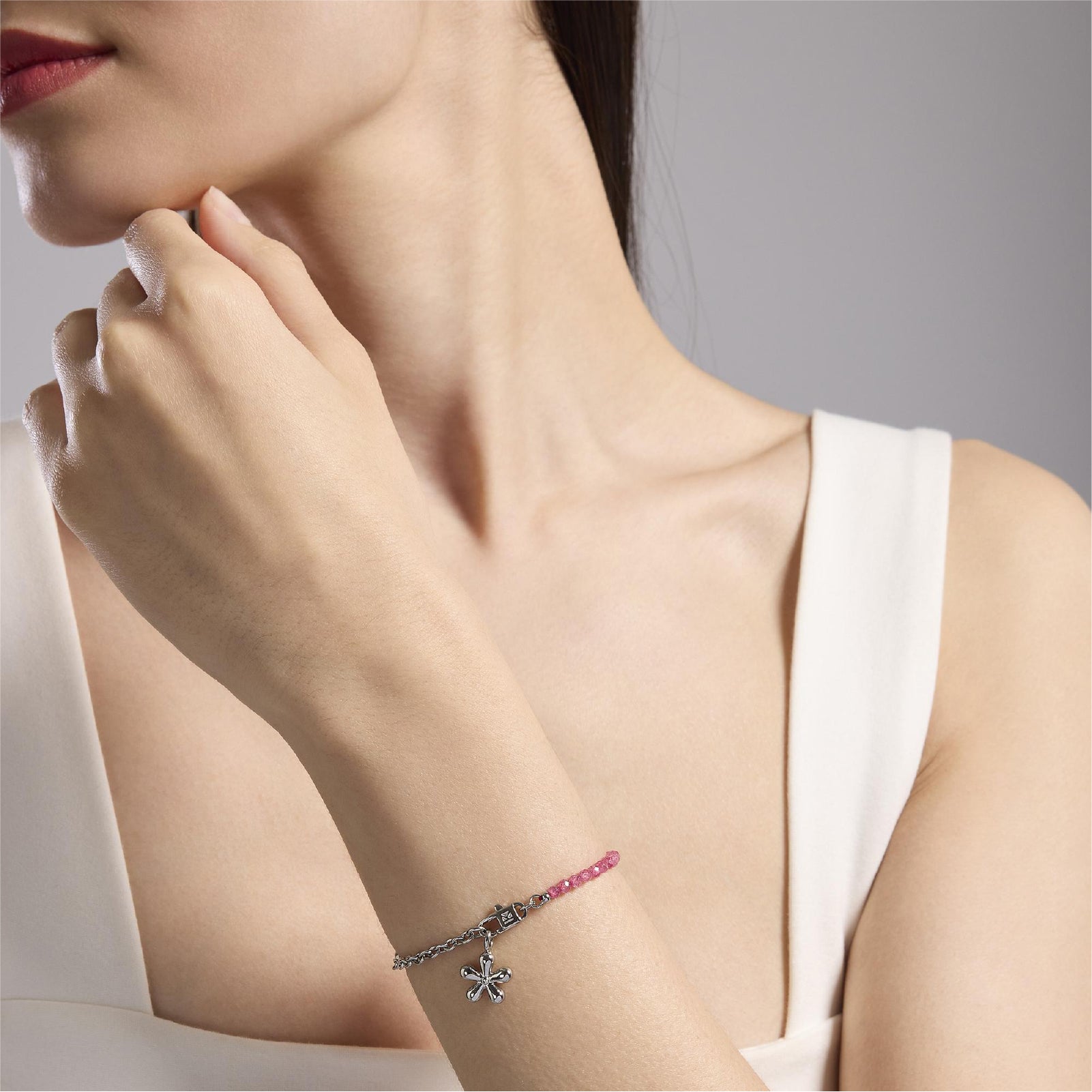 Bracciale donna Kidult By You acciaio con zirconi rubino Regolabile 16-19 cm
