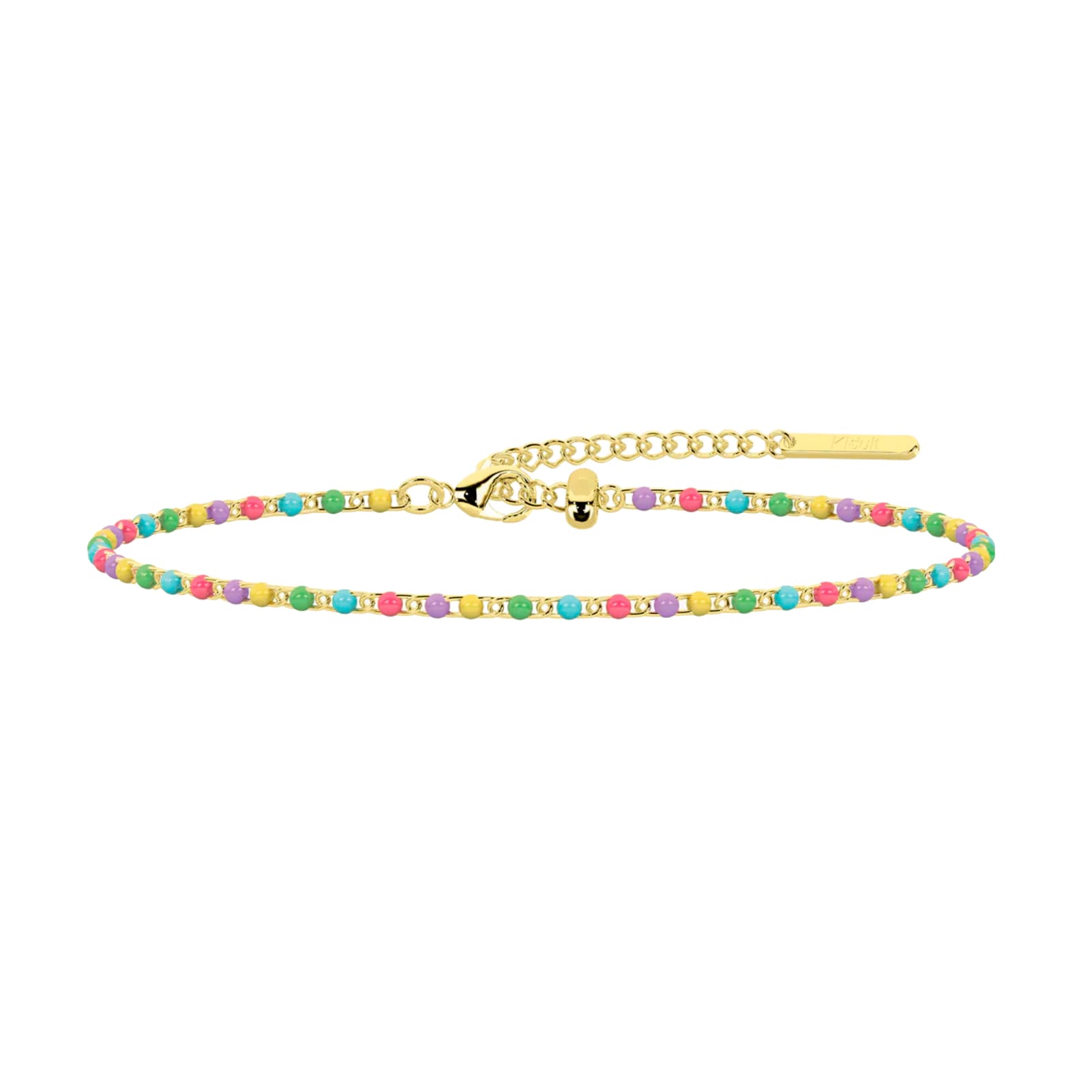 Cavigliera Kidult in acciaio pdv oro e smalto multicolor Regolabile 21-25 cm