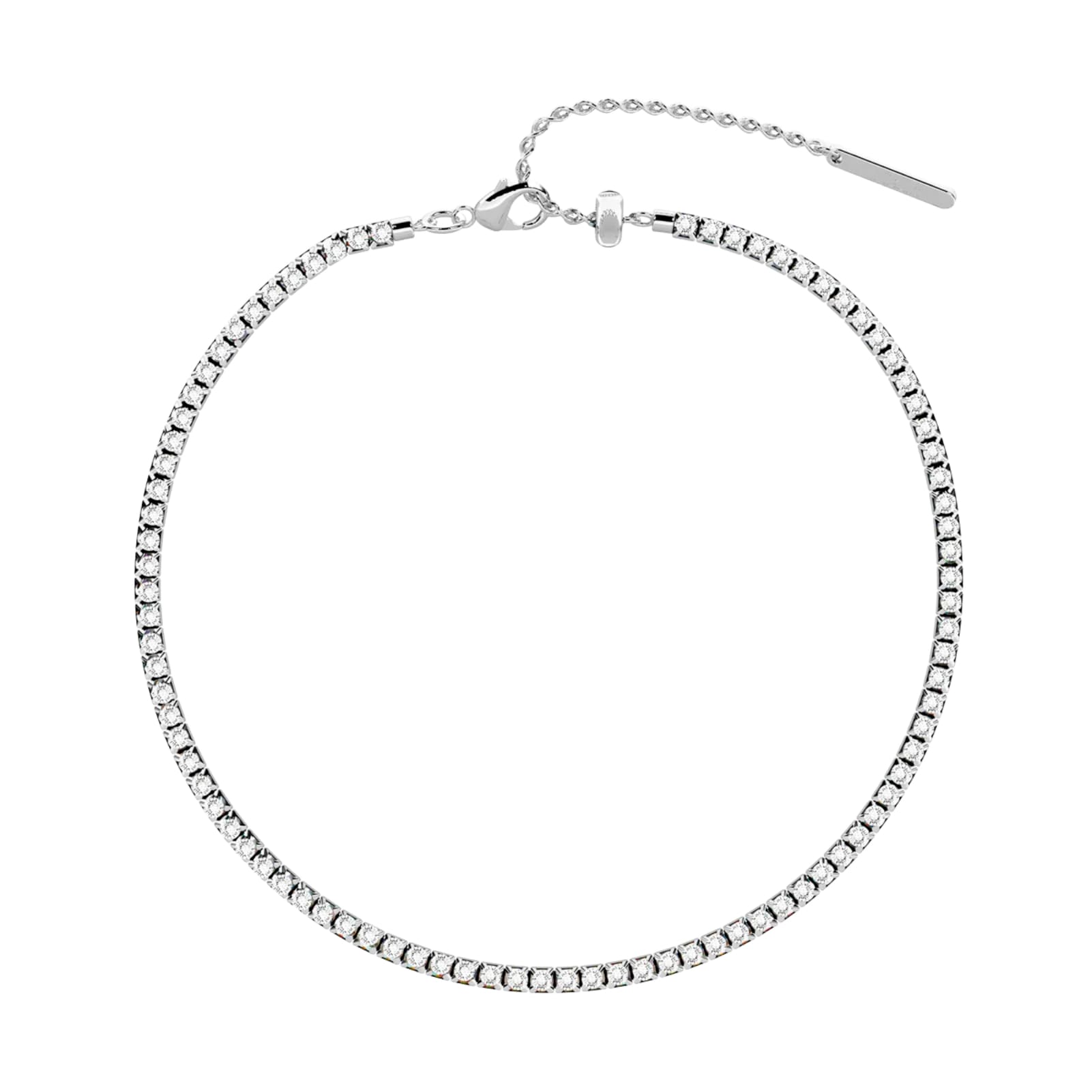 Cavigliera tennis Kidult in acciaio e cristalli bianchi Regolabile 21-25 cm
