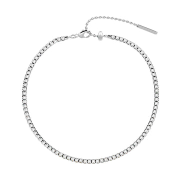 Cavigliera tennis Kidult in acciaio e cristalli bianchi Regolabile 21-25 cm