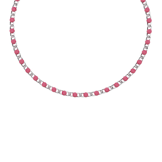 Bracciale donna Kidult By You in acciaio con smalto rosa Regolabile 16-19 cm