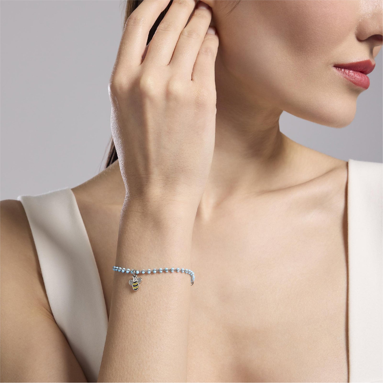 Bracciale donna Kidult By You acciaio con smalto azzurro Regolabile 16-19 cm