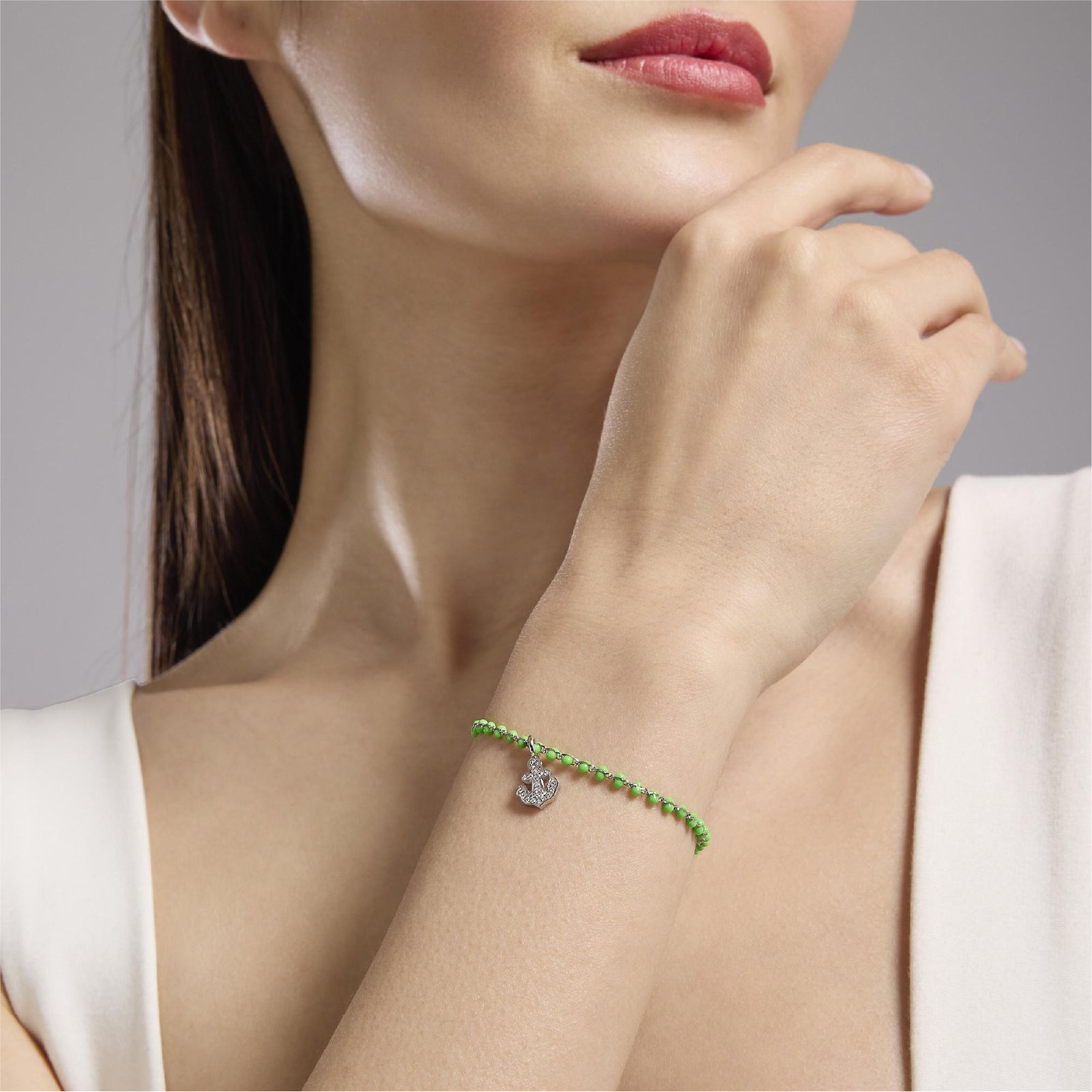 Bracciale donna Kidult By You acciaio con smalto verde Regolabile 16-19 cm