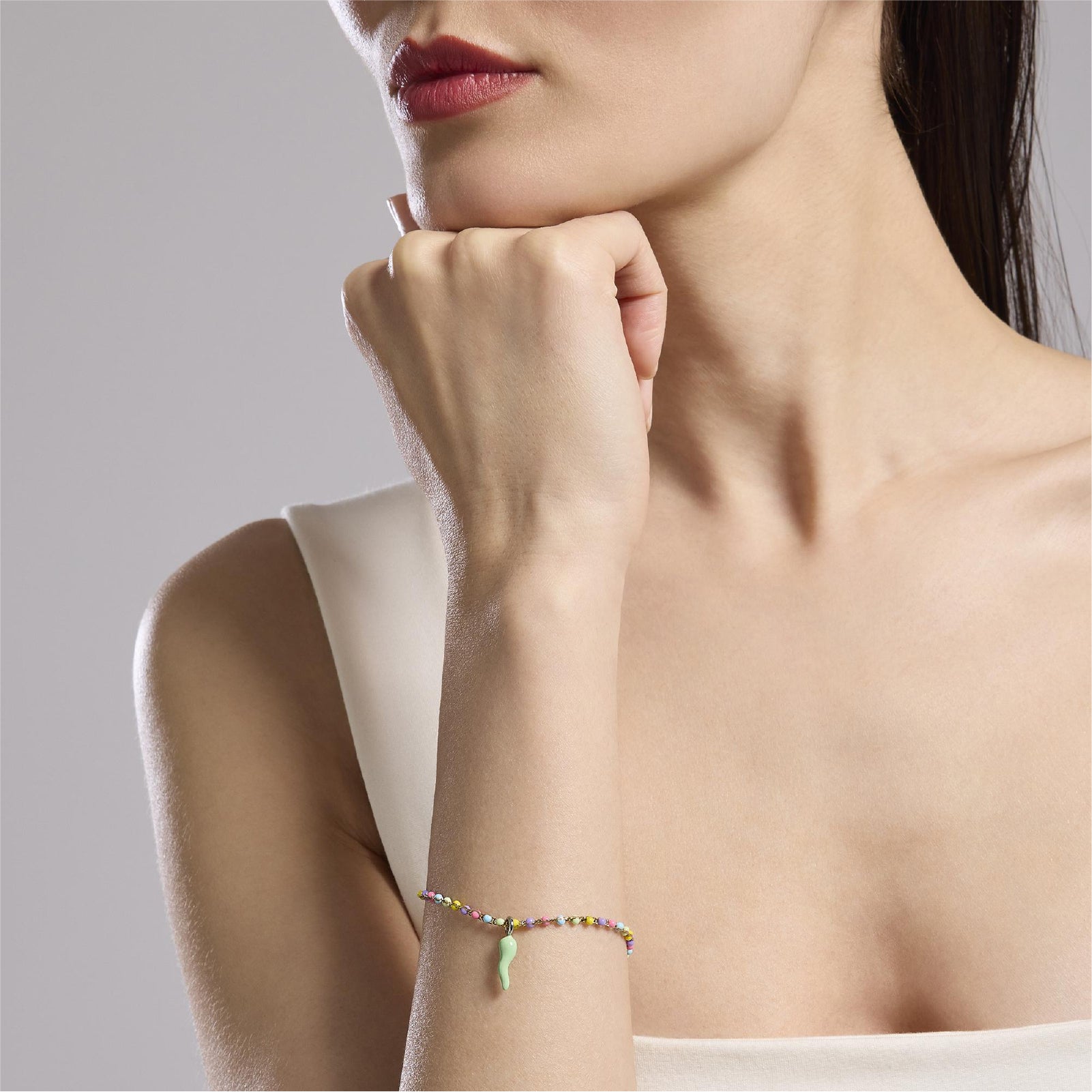 Bracciale donna Kidult By You acciaio oro sfere multicolor Regolabile 16-19 cm