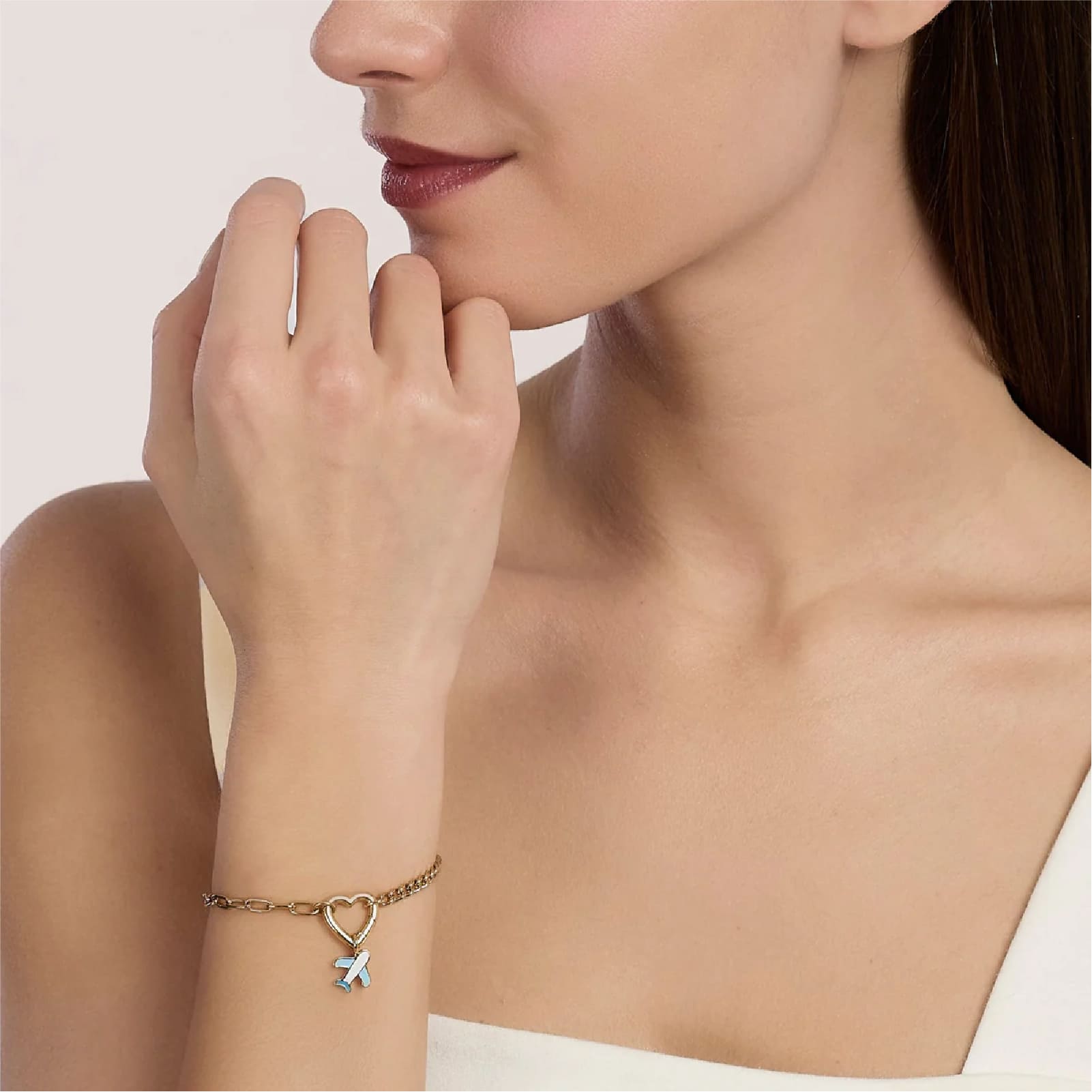Bracciale catena Kidult in acciaio pdv oro componibile 19 cm