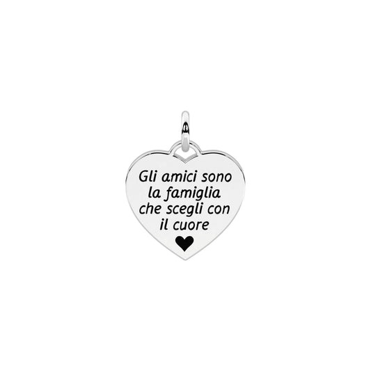 Charm cuore Kidult By You acciaio amici sono la famiglia MISURA UNICA
