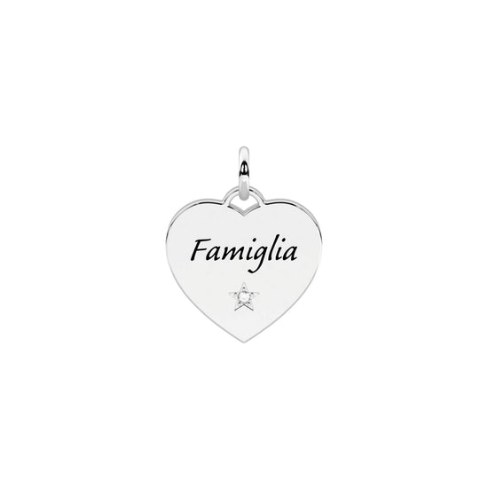 Charm cuore famiglia Kidult By You acciaio con cristallo MISURA UNICA