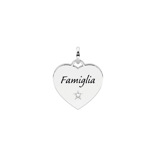 Charm cuore famiglia Kidult By You acciaio con cristallo MISURA UNICA