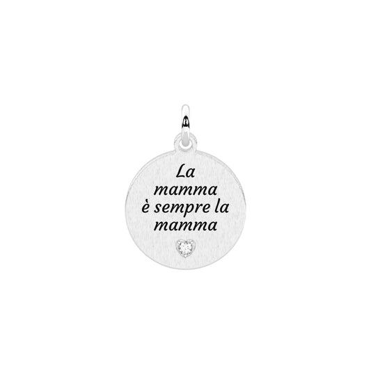 Charm tondo mamma Kidult By You acciaio con cristallo MISURA UNICA