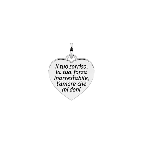 Charm cuore mamma Kidult By You acciaio con scritta MISURA UNICA