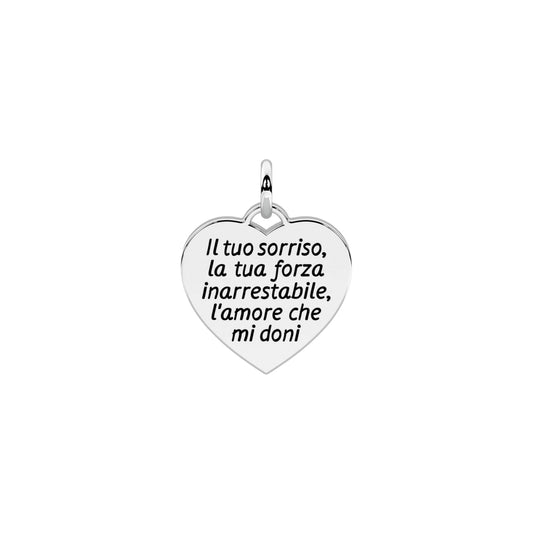 Charm cuore mamma Kidult By You acciaio con scritta MISURA UNICA