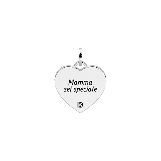 Charm cuore mamma Kidult By You acciaio con scritta MISURA UNICA